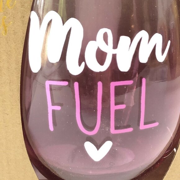 Stemless Wine Glasses Mom Fuel Because Kids Set Of 2 New in Box 22oz Pink - Picture 5 of 12